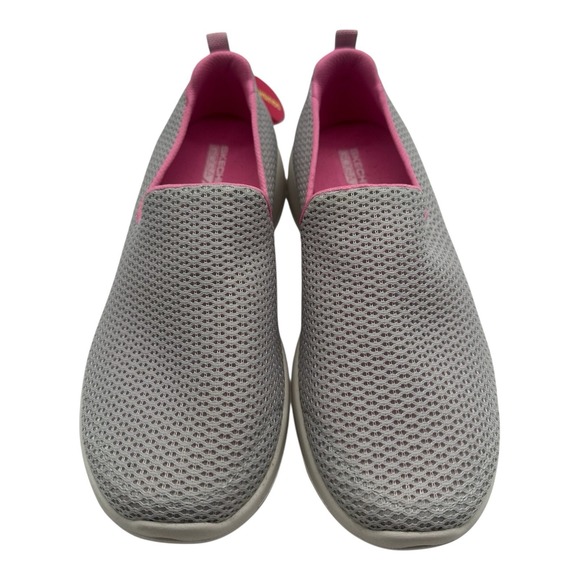 Skechers Go Walk Joy Shoes Women Sz 7 WIDE FIT Gray Pink Slip On Sneakers Loafer - Picture 5 of 10